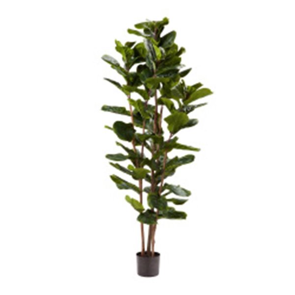 Perfectpillows 72 in. Artificial Fiddle Leaf Fig Tree Faux Plant in Pot with Natural Feel Leaves PE2064008